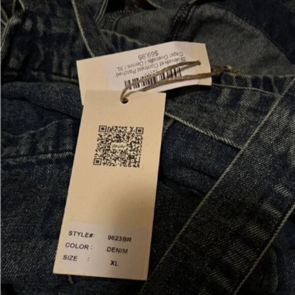 BlueVelvet Denim Capri Overalls with Mixed Patches in Denim XL🆕⌚📦🏃💨🚚 - Picture 14 of 16